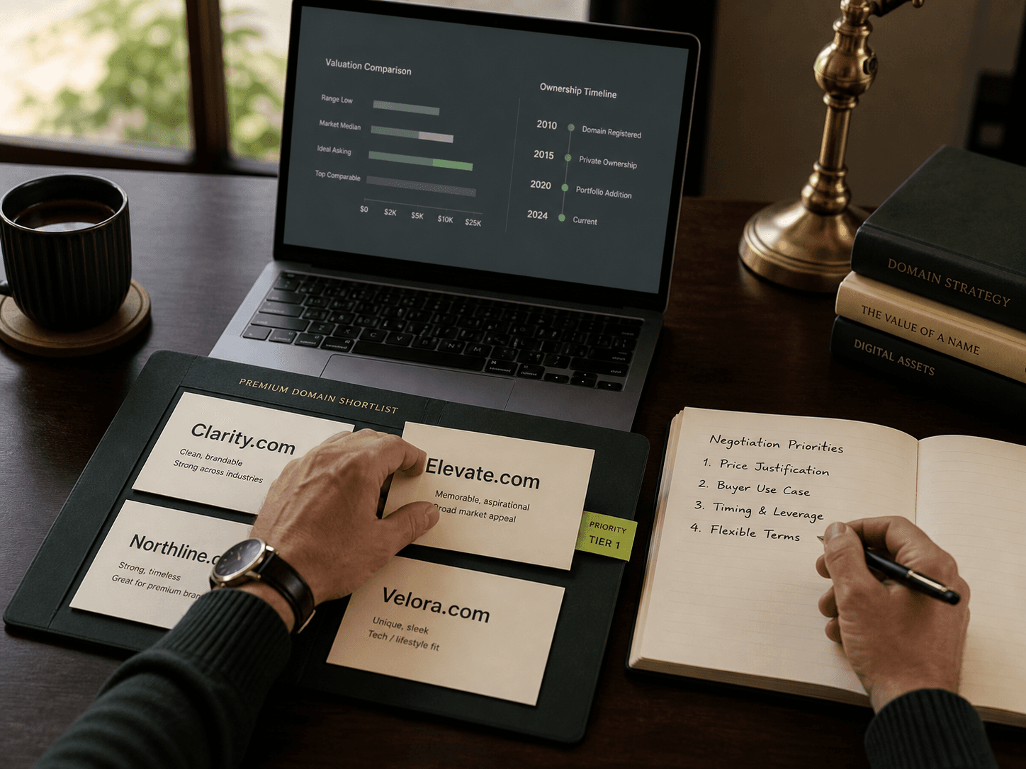 Domain acquisition strategy materials with valuation context and negotiation priorities